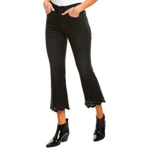 FRAME Eyelet-Hem Cropped Flared Jeans in Lacey size 28x26